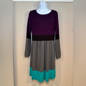 Jessica Howard Premium Heavyweight Knit Colorblock Long Sleeve Dress Size L